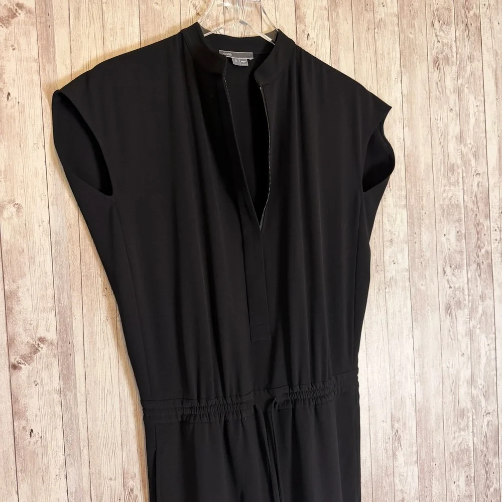 Vince Black Drawstring Waist Crew Neck Jumpsuit - Picture 5 of 7